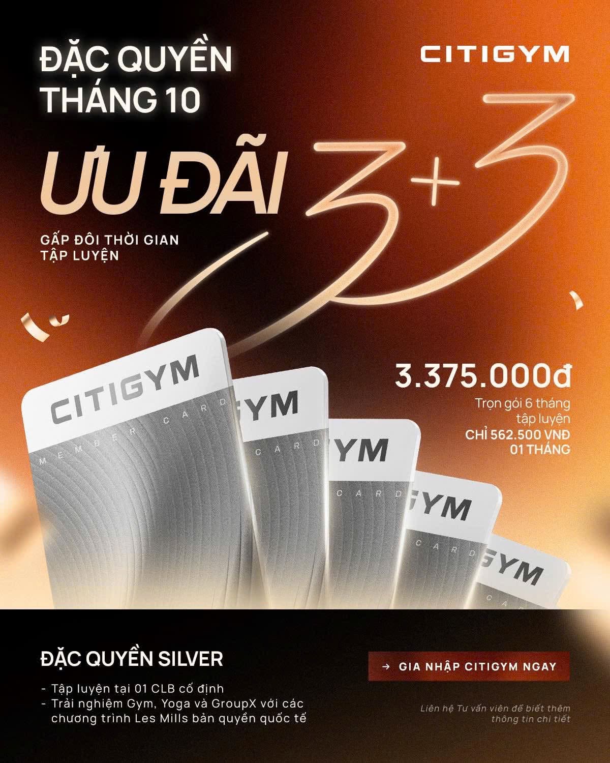 ĐẶC QUYỀN THÁNG 10 | ƯU ĐÃI 3+3 TẠI CITIGYM